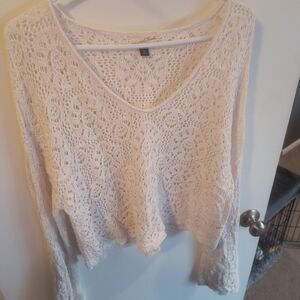 Cream Lace Knit Sweater